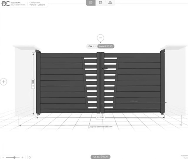 Le configurateur produit de DC affichant un portail coté