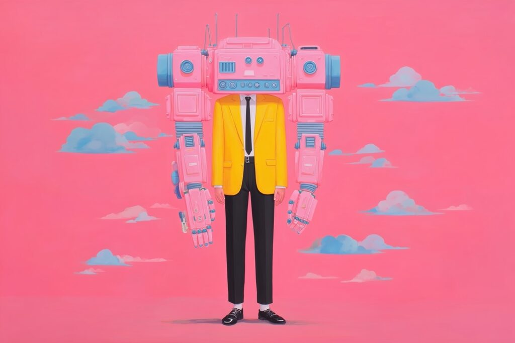 une personne au travail lamentablement aidé par l'intelligence artificielle